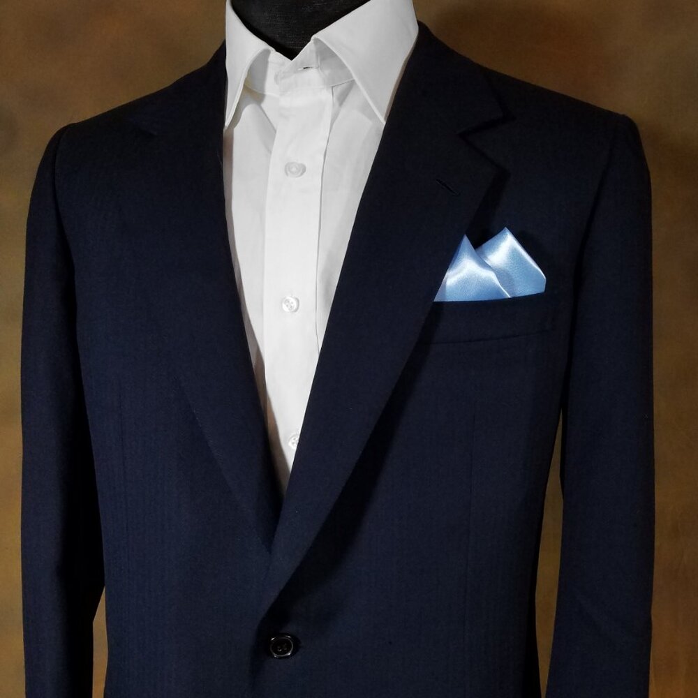 New - Men's 2 PT. Baby Blue Satin Pre-Folded Pocket Square Insert